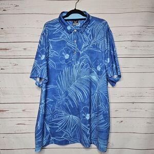 Deolax Blue Tropical Print Men's Golf Polo